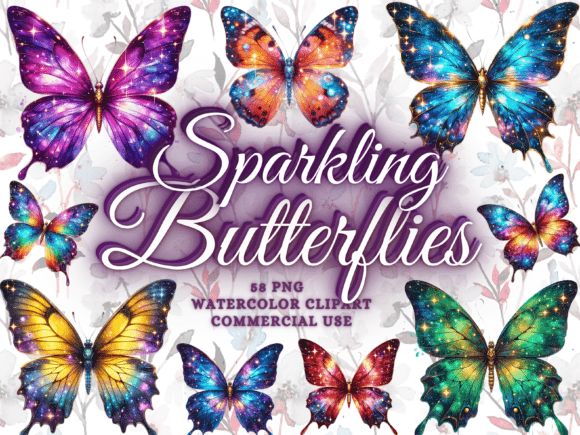 Download Sparkling Butterflies Clipart PNG Bundle - Butterflies Collection