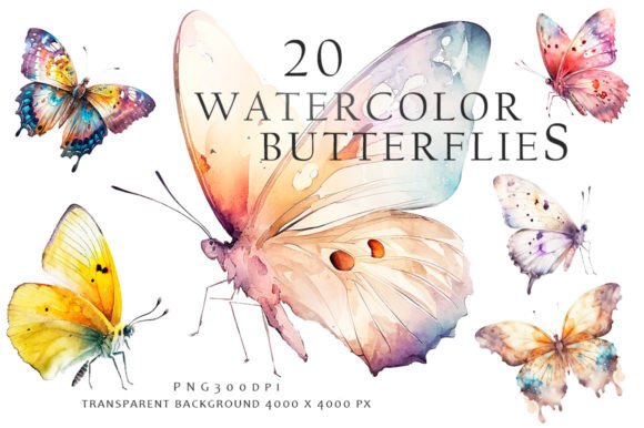 Download Watercolor Butterflies Clipart - Butterflies Collection