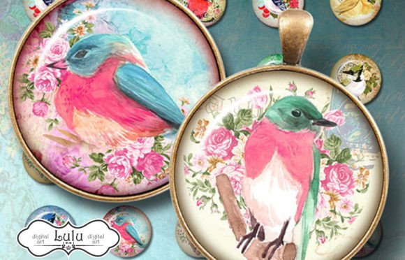 Download Vintage Watercolor Birds Circles - Premium Resources