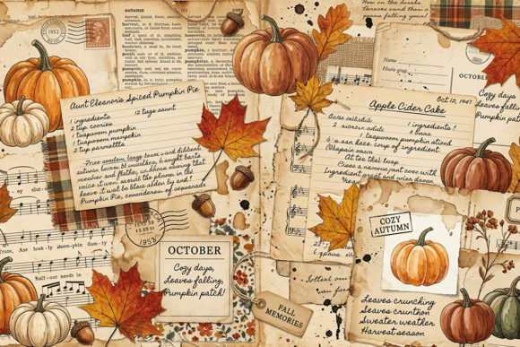 Download Vintage Pumpkin Ephemera Collage - Ephemera Collection