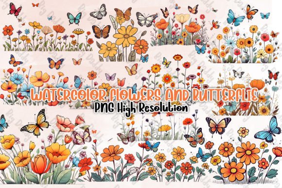 Download Watercolor Flowers and Butterflies - Butterflies Collection
