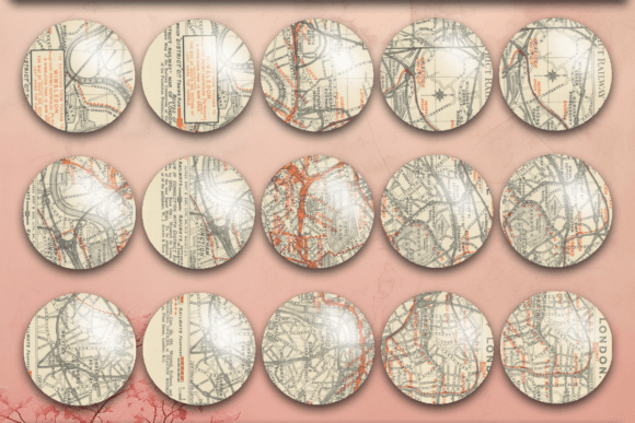 Download Vintage Maps 2 Inch Circles Ephemera - Ephemera Collection