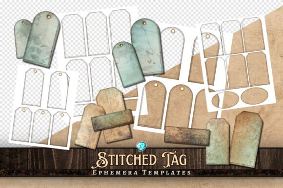 Download Stitched Tag Ephemera Templates - Ephemera Collection