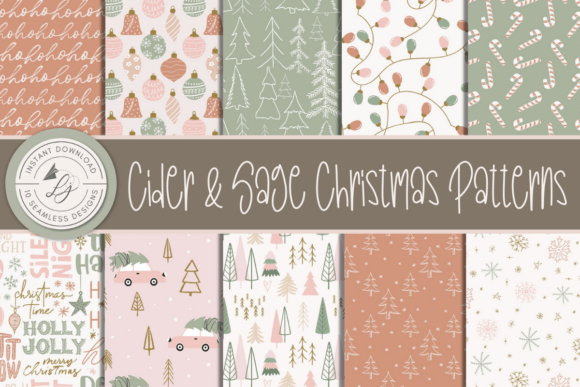 Download Blush Sage Seamless Christmas Patterns - Premium Resources
