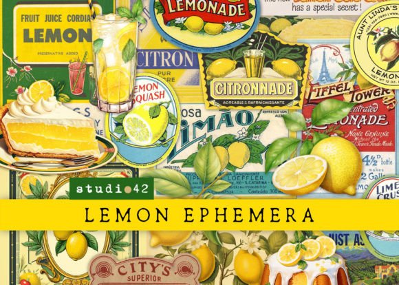 Download Lemon Ephemera Pack Collage Sheets - Ephemera Collection