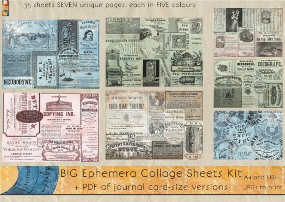 Download Big Ephemera Collage Sheets Set - Ephemera Collection